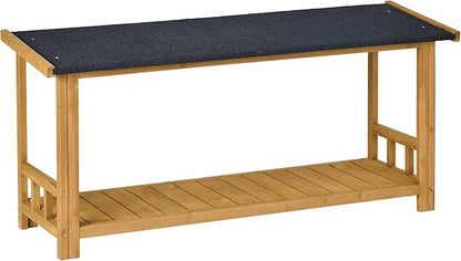 YOTPO 47.2" Wooden Indoor & Outdoor Medium Dog House with Porch Door and Removable Curtain,Pet Kennel with Weatherproof Solid Wood,for Yard,Garden,Living Room,Villa,Wood