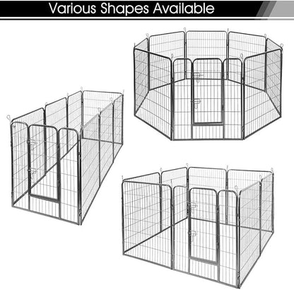 Giantex 16/8 Panel Pet Playpen with Door, Foldable Dog Exercise Pen, Portable Configurable Cat Chicken Rabbit Fence Outdoor Outdoor, Metal Pet Exercise Fence Barrier Kennel (16 Panels, 48'')