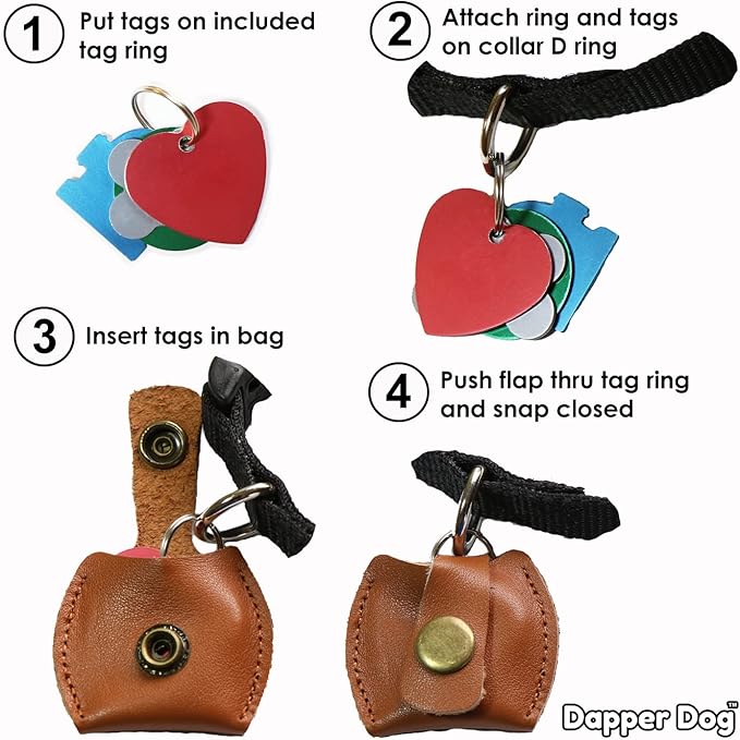 Dapper Dog Leather Dog Tag Silencer (Brown)