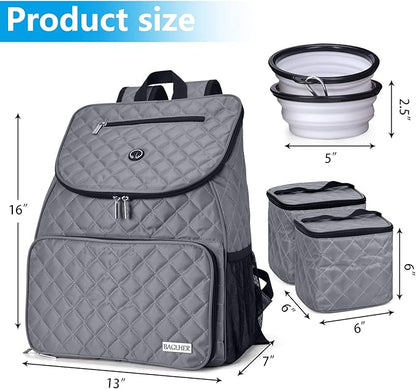 BAGLHER Dog Travel Bag,Airline Approved Pet Supplies Backpack, Dog Travel Backpack with 2 Silicone Collapsible Bowls and 2 Food Baskets.