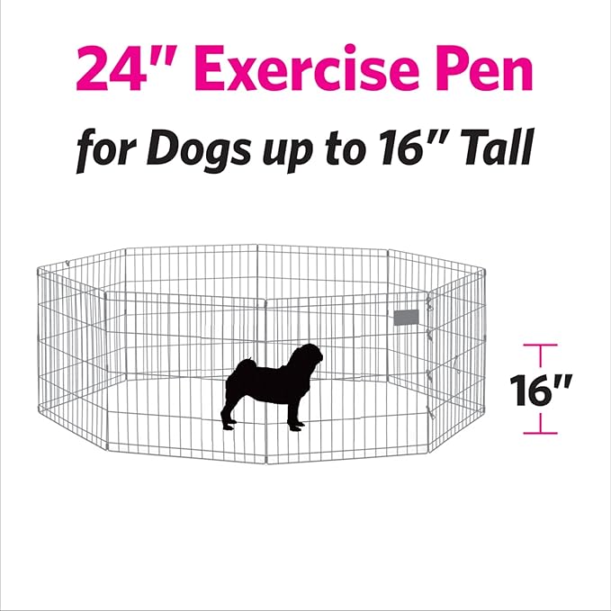 MidWest Homes for Pets Dog Exercise Pen & Playpen, 24" W x 24" H, No Door, Black