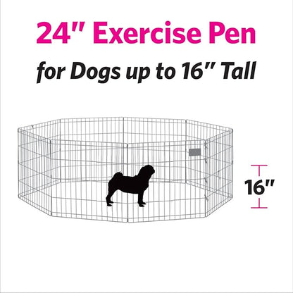 MidWest Homes for Pets Dog Exercise Pen & Playpen, 24" W x 24" H, No Door, Black