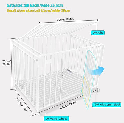 Dog Crate Cage XL Kennel Indoor Heavy Duty Pet Escape Proof Crate for Medium and Large Dogs Removable Crate (White)