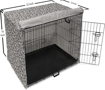 Lunarable Casino Dog Crate Cover, Playing Cards Abstract Style with Monochrome Display Gambling Theme, Easy to Use Pet Kennel Cover for Small Dogs Puppies Kittens, 22 Inch, Black White Grey