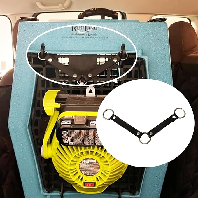 Dog Kennel Fan Hanging Utility Straps for Ryobi P3320 Fan Holder,Waterproof Dog Crate Fan Strap with O-Rings to fit a Ruffland Kennel and Hold Your Ryobi P3320 Fan,Black