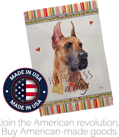 Breeze Decor Fawn Dane Happiness House Flag Set Dog Puppy Spoiled Paw Canine Fur Pet Nature Farm Animal Creature Decoration Banner Small Garden Yard Gift Double-Sided, Made in USA