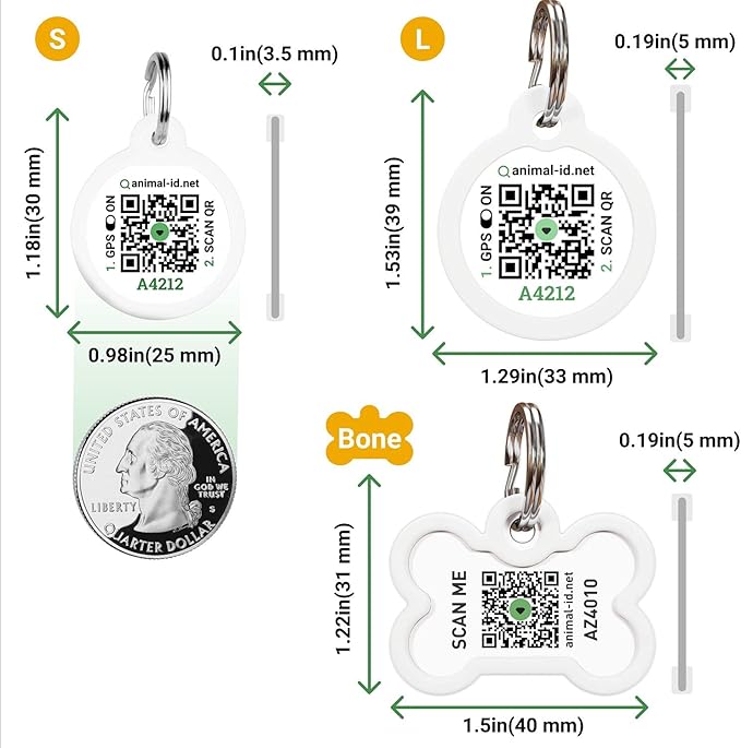 QR Code Pet Tag Service Dog ID - ESA - Emotional Support Service Dog Name Tags (ESA, L)