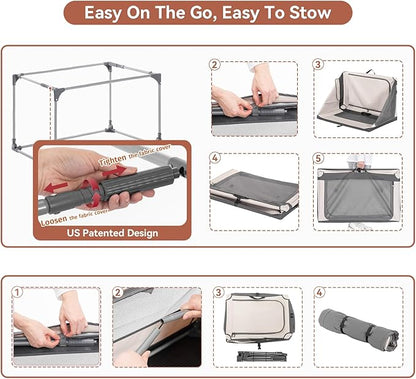 A4Pet Portable Dog Crate, Soft Dog Crate - 40 Inch Adjustable Stainless Steel Frame, Lightweight, Durable and Foldable Crate with 3-Door, Collapsible Dog Kennel