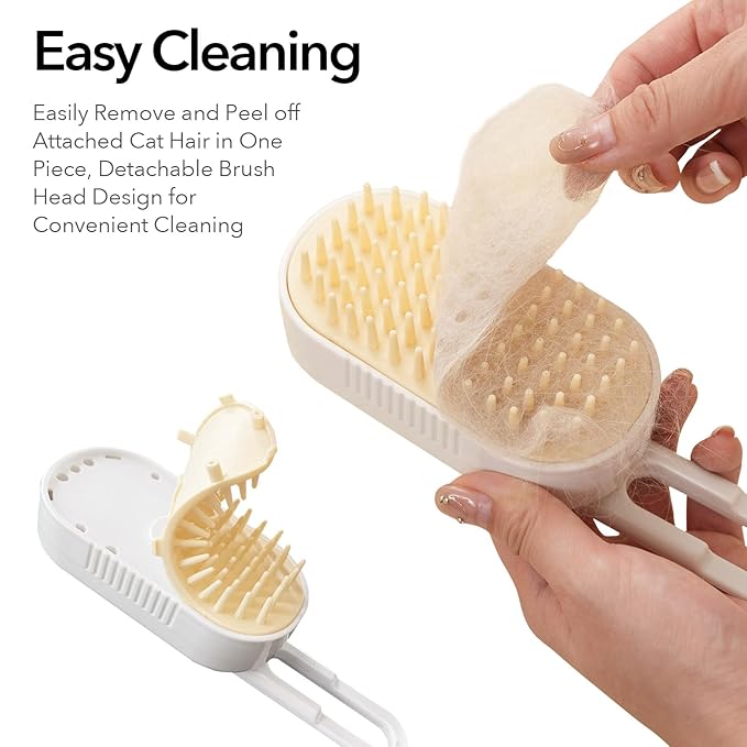 Soft 3-in-1 Silisone Spray Brush, Upgraded for Shedding, Cleaning and Spa Massage, Hair Removal, Best Water Steam Brush for indoor Long or Short Haired Cat and Dog (Purple, Handle)