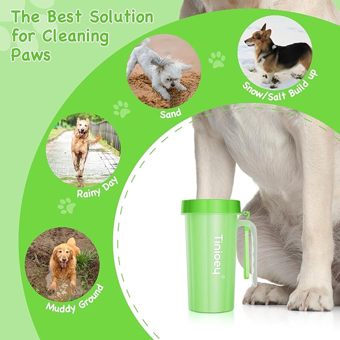 Paw Cleaner with Handle for Large Dogs | Muddy Dog Feet Washer | Pet Foot Cleaner (Green)
