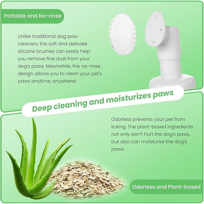 Foaming Paw Cleaner for Dogs and Cats (6.8 oz) | No-Rinse Dandelion Cleanser with Brush and Absorbent Towel (Fragrance Free)