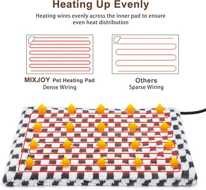 MIXJOY Heated Cat Bed, 11 Adjustable Temperature Cat Heating Pad Indoor with Timer, Pet Heating Pad for Cats Dogs, Electric Dog Heating Pad with Washable Cover, Heated Pet bed-18''x16'', Small