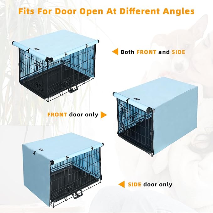 X-ZONE PET Double Door Dog Crate Cover - Polyester Pet Kennel Cover Fits 42 inches Wire Dog Cage Blue