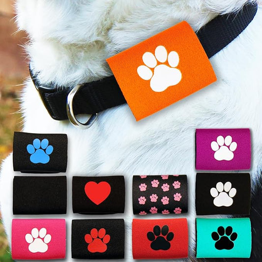 Dapper Dog Pet Tag Silencer and AirTag Holder (Orange with White Paw)