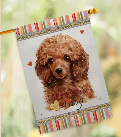 Breeze Decor Miniature Poodle Happiness Garden House Flag-Kit Dog Puppy Spoiled Paw Canine Fur Pet Nature Farm Animal Creature Decoration Banner Small Yard Gift Double-Sided, Made in USA