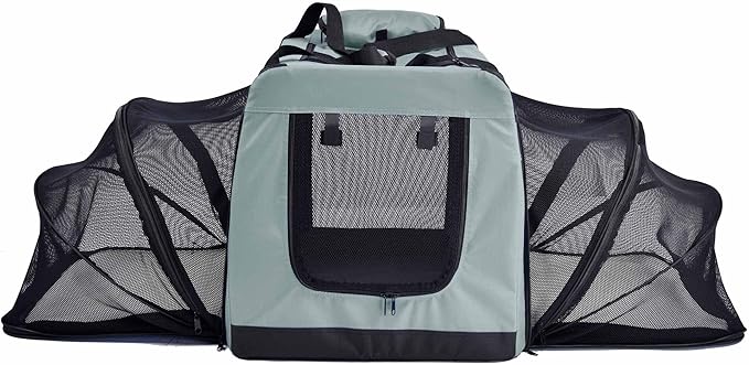 Pet Life Hounda Accordion Metal Framed Soft Folding Expandable Dog Crate - Collapsible Folding Pet Crate or Dog Kennel with Triple Expansion Room Large