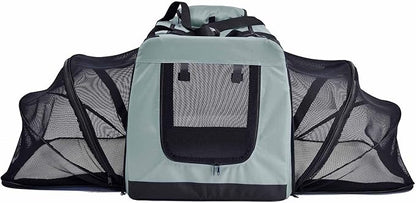 Pet Life Hounda Accordion Metal Framed Soft Folding Expandable Dog Crate - Collapsible Folding Pet Crate or Dog Kennel with Triple Expansion Room