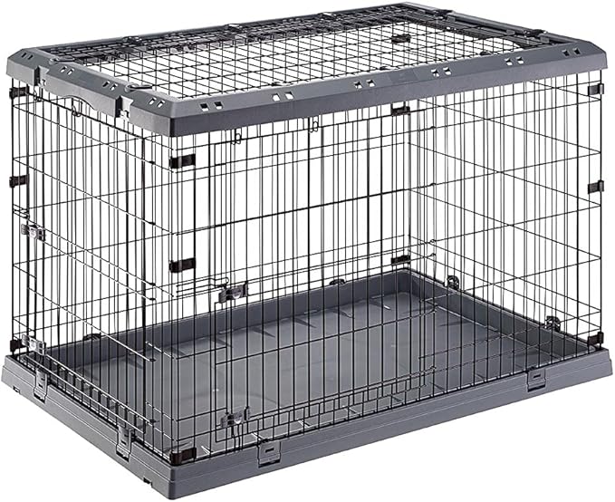 Ferplast Superior Hybrid ECO Dog Crate and Playpen, Environmentally Friendly Dog Crate Made with Recycled Plastic, 48-Inch, Gray