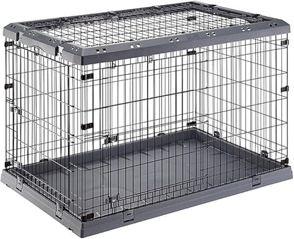 Ferplast Superior Hybrid ECO Dog Crate and Playpen, Environmentally Friendly Dog Crate Made with Recycled Plastic, 48-Inch, Gray