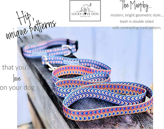 Lucky Love Dog Wide Dog Collar - Adjustable, Durable, Soft Webbing, & Comfortable 1.5 inch Wide Collar for Dogs Male and Female - in Murphy Pattern with Strong Buckle, Large Size