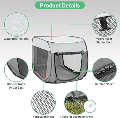 Portable Soft Dog Crate Pop Up Collapsible Dog Cat Kennel Travel Dog Enclosure Indoor Outdoor Large Dog Bed Foldable Crate for Pets（Little Gray and Dark Gray-Small）