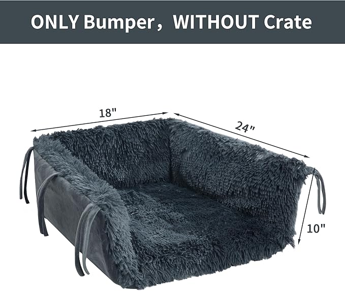HOMBYS Fluffy Dog Crate Bumper with Dog Mat (Crate NOT Include)-Soft Faux Fur Crate Accessorie Dog Kennel Cover, Dog Crate Training Pad for a Safe & Comfortable, Ties for Secure-Fit Front Door Crates