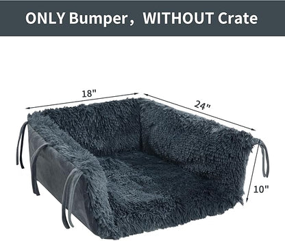 HOMBYS Fluffy Dog Crate Bumper with Dog Mat (Crate NOT Include)-Soft Faux Fur Crate Accessorie Dog Kennel Cover, Dog Crate Training Pad for a Safe & Comfortable, Ties for Secure-Fit Front Door Crates