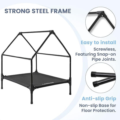 36" Large Dog House - Weatherproof PVC, Textilene Dog Bed - Easy Clean (Green)