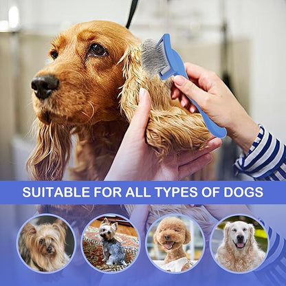 Dog Slicker Brush for Goldendoodles & Golden Doodle Brush for Grooming Kit - Dog Brush for Goldendoodle, Labradoodle, Poodles - Pet Hair Brush for Short & Medium Haired Dogs -Small (Blue)