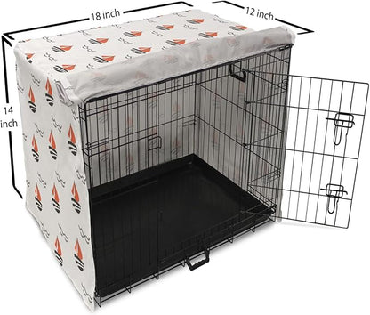 Lunarable Sail Boat Dog Crate Cover, Abstract Boat Waves Cartoon Drawing Style Geometric Pattern, Easy to Use Pet Kennel Cover for Small Dogs Puppies Kittens, 18 Inch, Salmon Black Grey