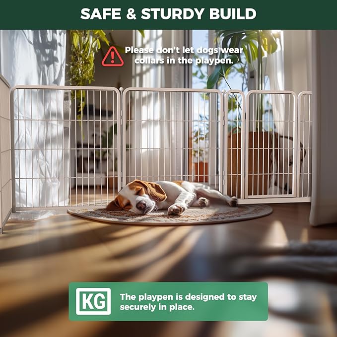 FXW Homeplus Dog Playpen for Indoor Use - Stress-Free and Safe Play, Heavy Duty 32 Inch 12 Panels Dog Pen for Small and Medium Dogs, White│Patented