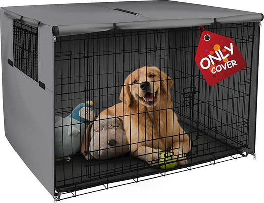 Explore Land 36 inches Dog Crate Cover Heavy Duty Polyester Pet Kennel Sunshade Universal Fit for Wire Cage (Grey)