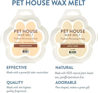 One Fur All Pet House Wax Melts - Pumpkin Spice/Apple Cider Pack of 2 - Pet Odor Eliminating Wax Melts - Long-Lasting Scented Wax Melts - Pet-Friendly Wax Melts - Natural Wax Melts