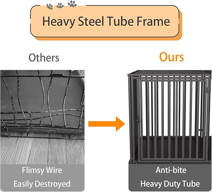 Extra Large Steel Tube Dog Crate with Mat Base, 48"x48"x28" Heavy Dog Crates for Large Dogs, Big Dog Cage, Dog Kennel, Puppy Dog Playpen with Top, Pet Cage, Indoor Outdoor, XXL2