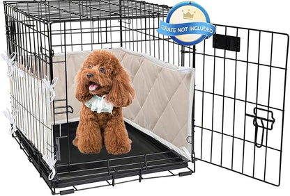 Dog Crate Bumpers With Ties - Apricot Training Pads, Safe and Comfortable Crate, Tail Protector (Bumper Only, Crate Not Included) 42"X28"X10"