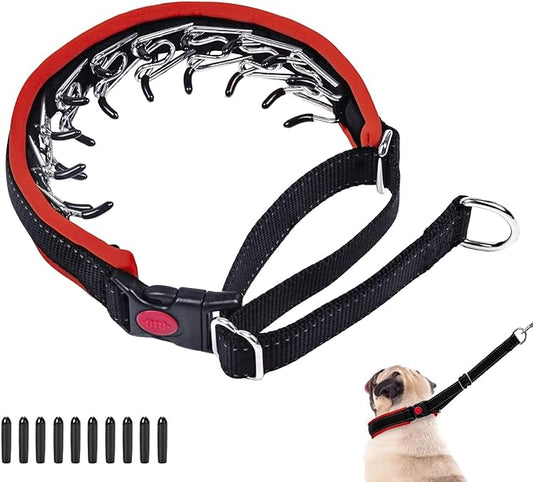 Martingale Collar for Dogs, Heavy Duty Nylon No Pull Dog Collar with Buckle, Adjustable Anti Pull Collar Reflective Slip Collar for Large Medium Small Dog Training Walking M Red