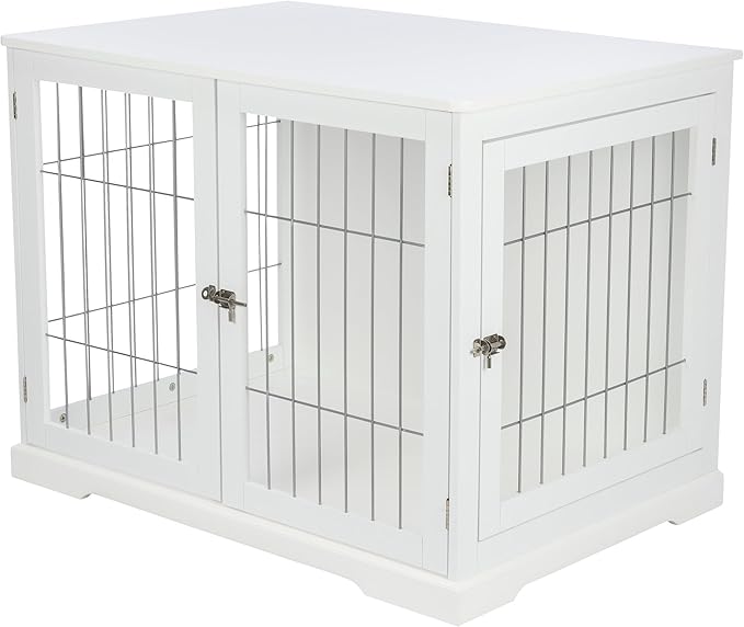 TRIXIE 38.7" Indoor Dog Crate, Wooden Crate Table for Dogs Up to 66 lb, Large Dog Kennel, Perfect in Any Room, White
