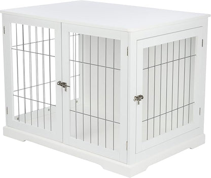 TRIXIE 38.7" Indoor Dog Crate, Wooden Crate Table for Dogs Up to 66 lb, Large Dog Kennel, Perfect in Any Room, White