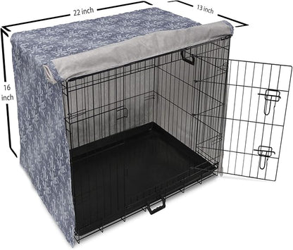 Lunarable Damask Dog Crate Cover, Medieval Repetitive Pattern with Flourish Ornaments, Easy to Use Pet Kennel Cover for Small Dogs Puppies Kittens, 22 Inch, Purpleblue Ceil Blue
