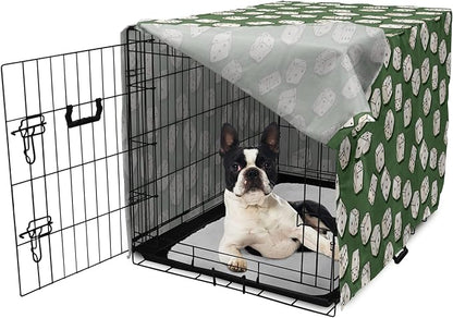 Lunarable Casino Dog Crate Cover, Cartoon Style Dices Pattern on Green Background Chance Game Lucky Jackpot, Easy to Use Pet Kennel Cover for Small Dogs Puppies Kittens, 22 Inch, Green Cream Black