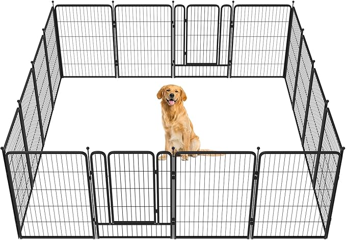 FXW Rollick Dog Playpen for Yard, RV Camping, 40 inch 16 Panels for Medium and Large Dogs│Patented