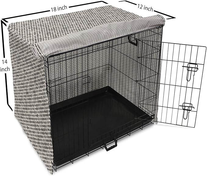 Lunarable Abstract Dog Crate Cover, Monochrome Grunge Pattern with Modern Round Shapes Print, Easy to Use Pet Kennel Cover for Small Dogs Puppies Kittens, 18 Inch, Grey Charcoal