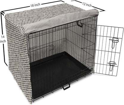 Lunarable Abstract Dog Crate Cover, Monochrome Grunge Pattern with Modern Round Shapes Print, Easy to Use Pet Kennel Cover for Small Dogs Puppies Kittens, 18 Inch, Grey Charcoal