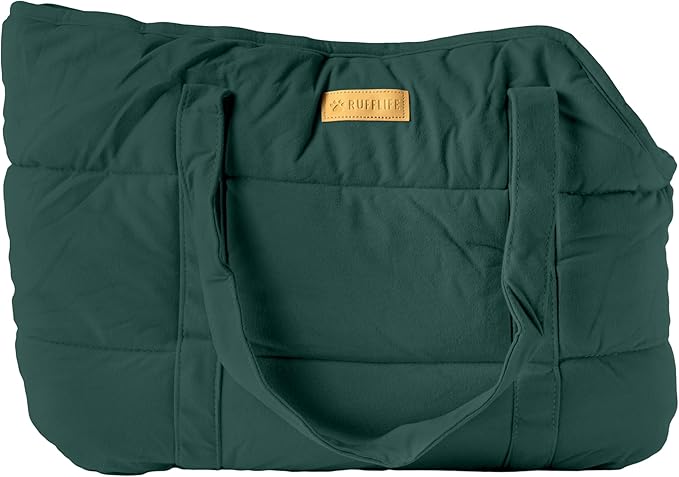 RuffLife Cozy Plush Pet Carrier Purse - Secure Harness Clip, Lightweight Tote Design for Small Dogs and Puppies (Green)