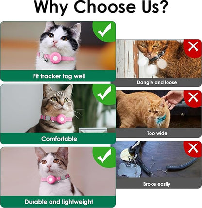 Cat GPS Tracker, Waterproof Pet Tracker for Cats, Cat GPS Tracker Collar with Safety Elastic Buckle, Works with Any Collar,Compatible with Apple Find My App (Only iOS), No Monthly Fee, Pink