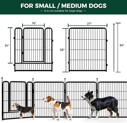 FXW Rollick Dog Playpen for Yard, RV Camping, 32 inch 24 Panels for Small and Medium Dogs│Patented