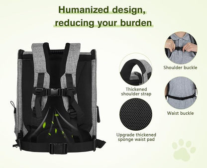 Pecute Cat Backpack with Shade Cover,Dog Backpack with Breathable Mesh for Small Dogs, Small to Medium Cats, Pet Backpack Carrier with Multi-Pockets, Great for Travel Hiking Camping
