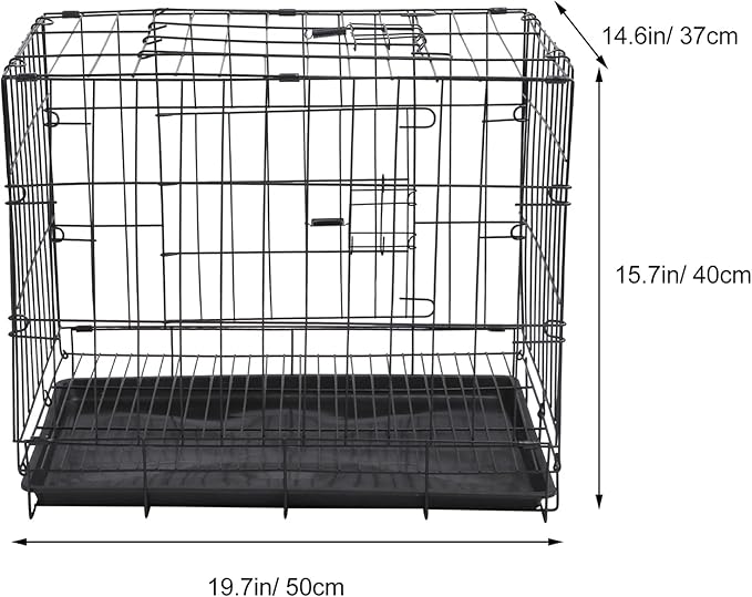 POPETPOP Dog Kennel Pet Folding Cage Collapsible Dog Cage Indoor Outdoor Dog Crate Small Metal Wire Dog Crate with Leak- Pan Portable Pet Cage for Puppy Cat Rabbit Large Dog Crate