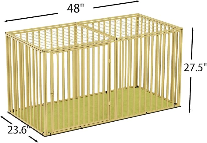 Steel Tube Heavy Large Dog Crate with Mat Base, 48" L x 28" H Dog Crates for Medium Large Dogs, Big Dog Cage, Dog Kennel, Puppy Dog Playpen with Top, Pet Cage, Indoor, Light Green2