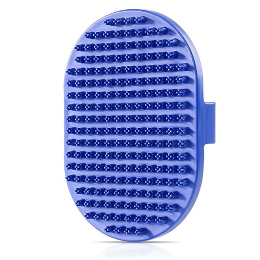 Dog bath brush, ROPO rubber massage pet shampoo brush, used for pet grooming, removing shedding fur, combing tangles and dead fur, suitable for pet dogs and cats (blue)